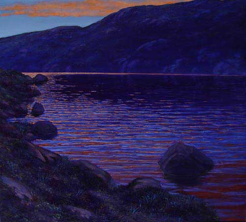 Greenland Lake at Sunset Painting of Greenland Coast